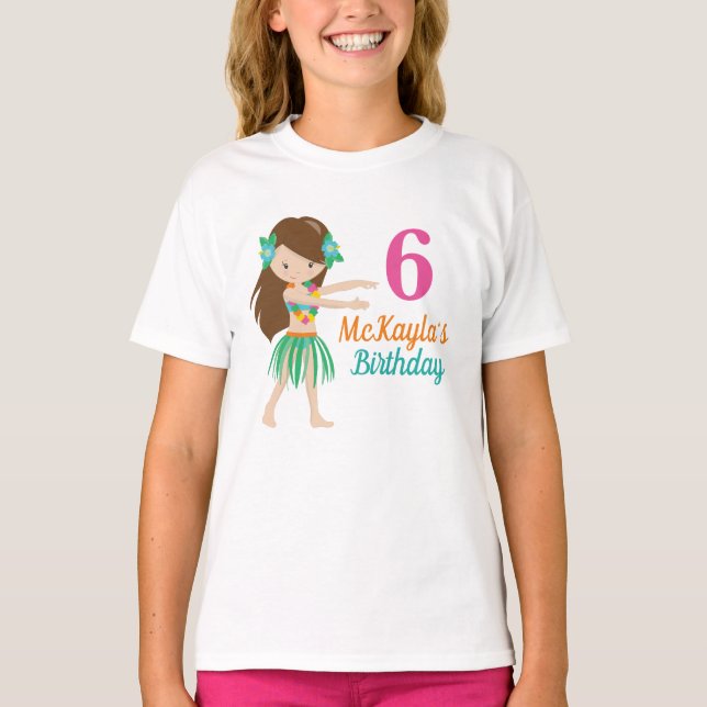 Hula Girl Dancer Cute Anpassningsbar Barns födelse T Shirt (Framsida)