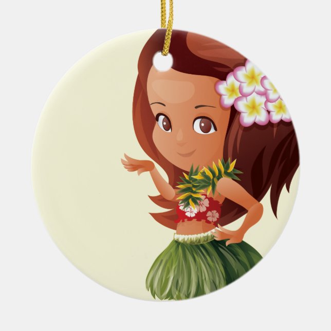 Hula Girl Julgransprydnad Keramik (Framsidan)