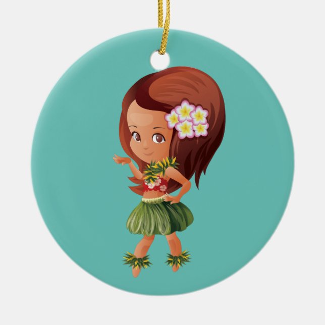 Hula Girl Julgransprydnad Keramik (Framsidan)