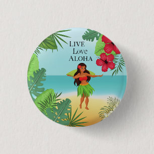 Hula Girl Live Kärlek Aloha Knapp