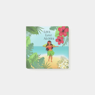 Hula Girl Live Kärlek Aloha Post-it Block