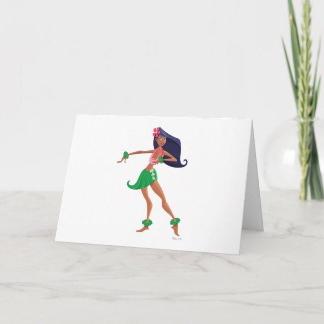 Hula Girl Notecard Kort (Framsida)