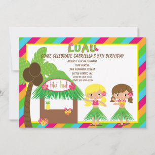 Hula Girls Tiki Hut Blådagsinbjudning Inbjudningar