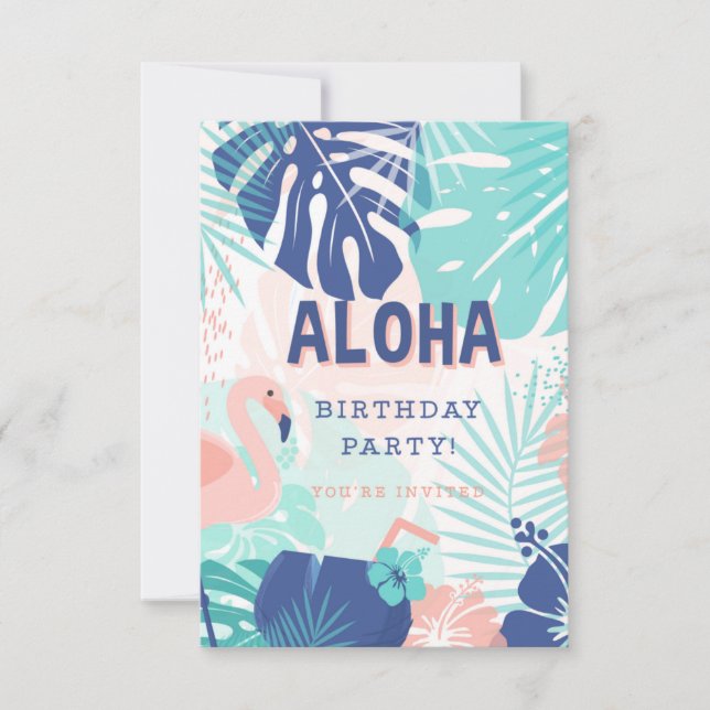 Hula Hawaiian Luau Theme Birthday-inbjudan OSA Kort (Framsida)