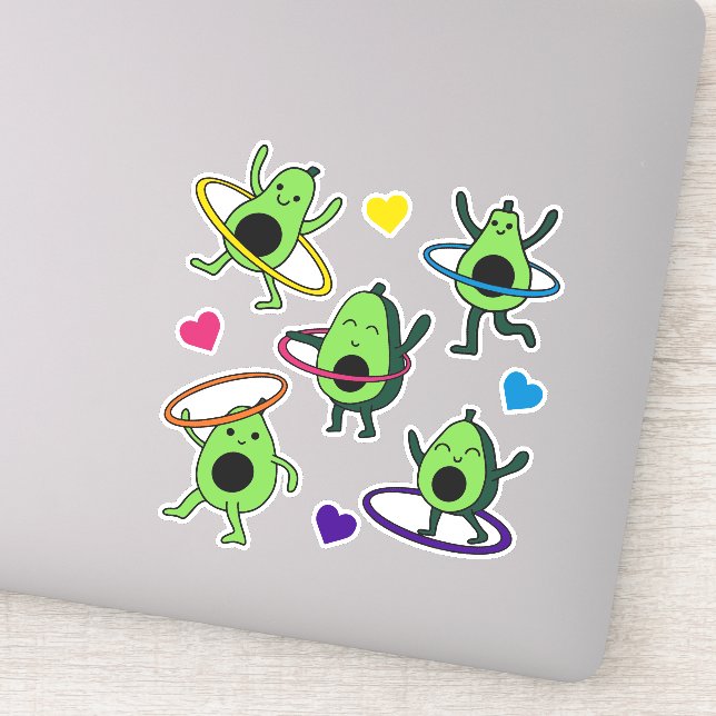 Hula Hooping Avocado Sticker Lakan Klistermärken (Detalj)