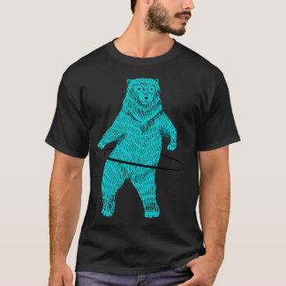 Hula Hooping Ring Dancing Blue Hipster Bear Art Pr T Shirt