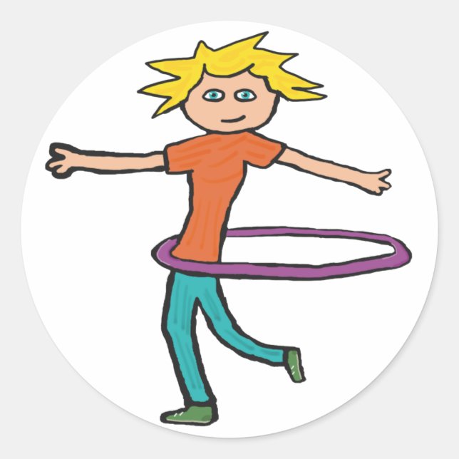 Hula Hooping Runt Klistermärke (Framsida)