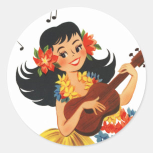 Hula Hula flicka Runt Klistermärke