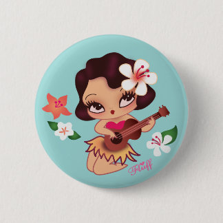 Hula Lulu spelar Ukelele Button Knapp
