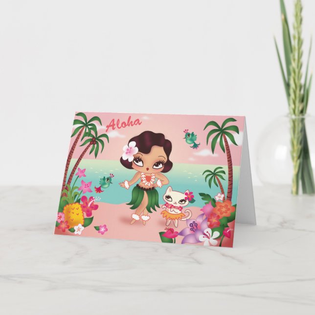 Hula Lulus ö Paradise - hälsningskort Kort (Framsida)