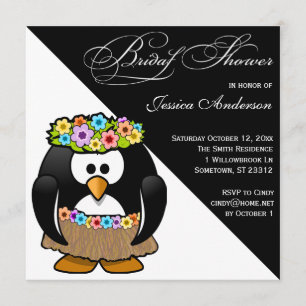 Hula Penguin Bride Möhippa Inbjudan