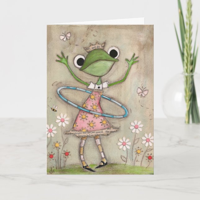 Hula Ring Frog (version 2) - födelsedagskort Kort (Framsida)