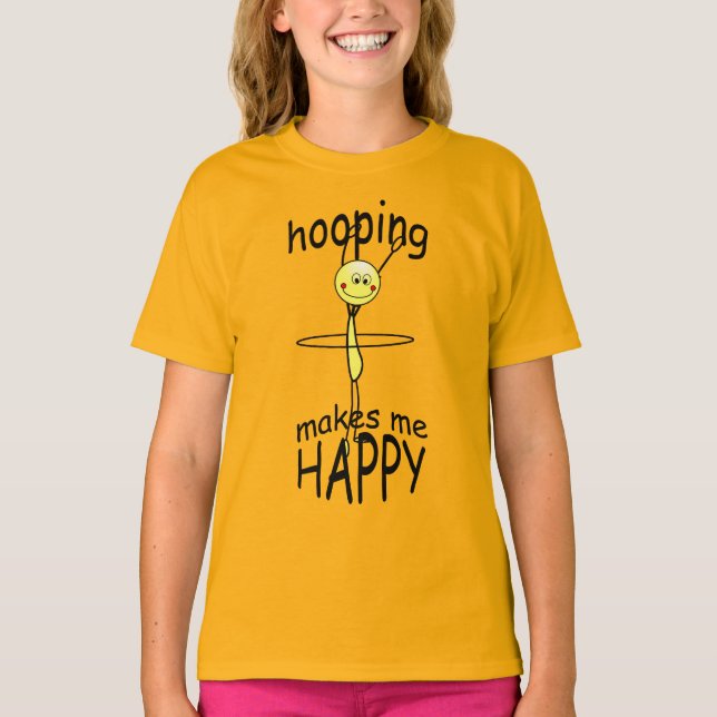Hula Ring Hooping Lycklig Funny T-shirt (Framsida)