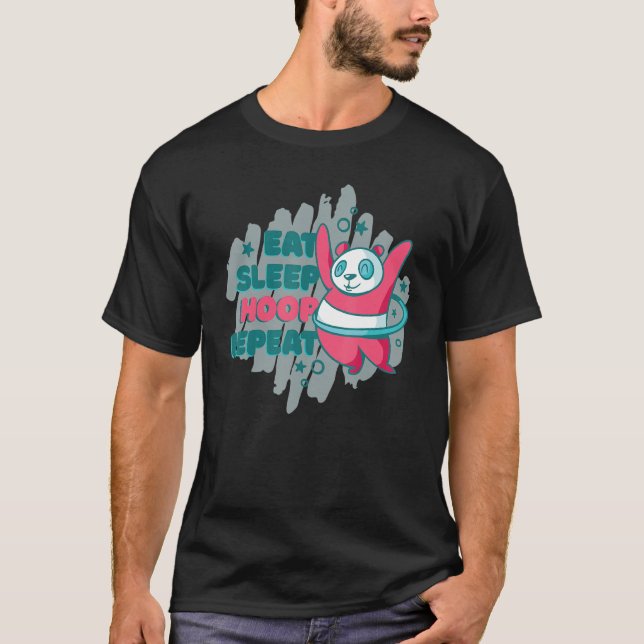 Hula Ring Panda Eat Sömn Upprepa Nap Sleeping Slee T Shirt (Framsida)
