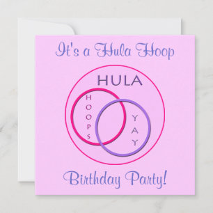 Hula Ring Rosa Lila Barns födelsedag Party Inbjudningar