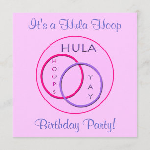 Hula Ring Rosa Lila Barns födelsedag Party Inbjudningar