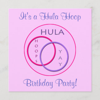 Hula Ring Rosa Lila Barns födelsedag Party Inbjudningar