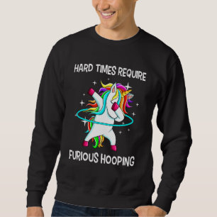 Hulahoop Hula Dabbing Ring Unicorn Dance Furious H Lång Ärmad Tröja