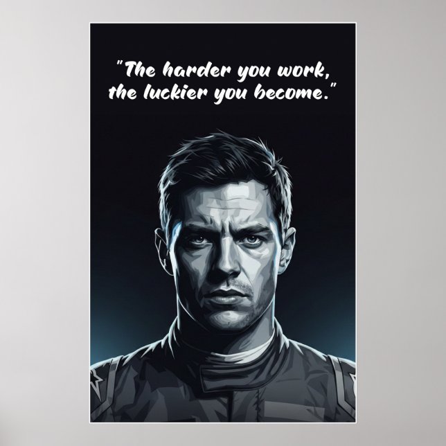 Hülkenberg Citat Poster – Hårt Arbete Skapar Tur (Framsidan)