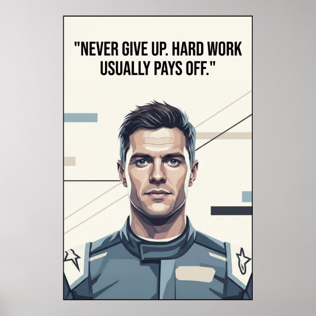 Hülkenberg Quote Poster – Never Give Up (Framsidan)