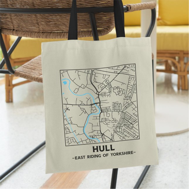 Hull, East Yorkshire Stadskarta Totebag Tygkasse (Skapare uppladdad)