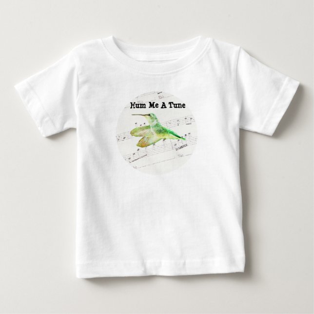 Hum Me A Tune Hummingbird Art Baby T-Shirt (Framsida)