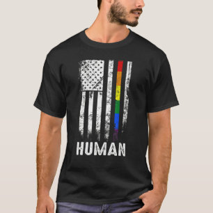 Human American Flagga Rainbow Gay Lgbtq Lgbt Pride T Shirt