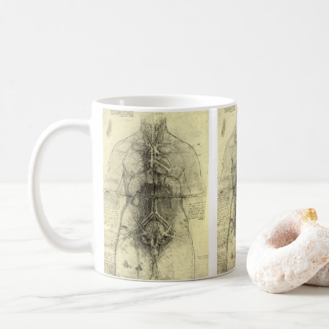 Human Anatomy, Female Torso av Leonardo da Vinci Kaffemugg (Med munk)