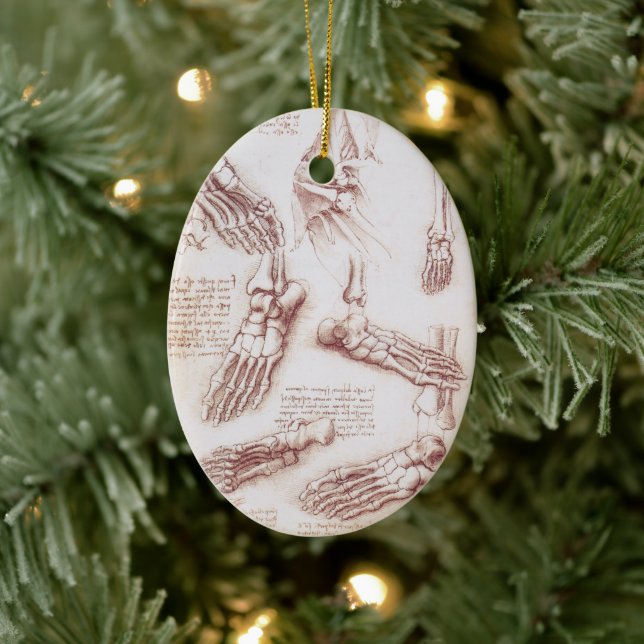 Human Anatomy Foot Bones by Leonardo da Vinci Julgransprydnad Keramik (Träd)