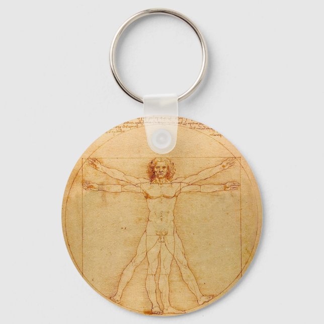 Human Anatomy, Vitruvian Man by Leonardo da Vinci Nyckelring (Framsida)