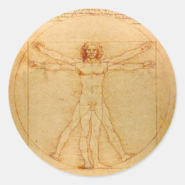 Human Anatomy, Vitruvian Man by Leonardo da Vinci Runt Klistermärke