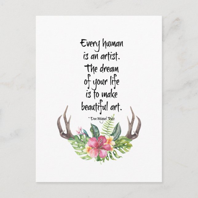Human Artist Don Ruiz Quote Vykort (Framsida)
