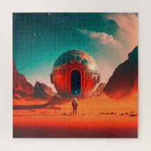 Human Astronauter Utforska en Alien Planet Sci-Fi