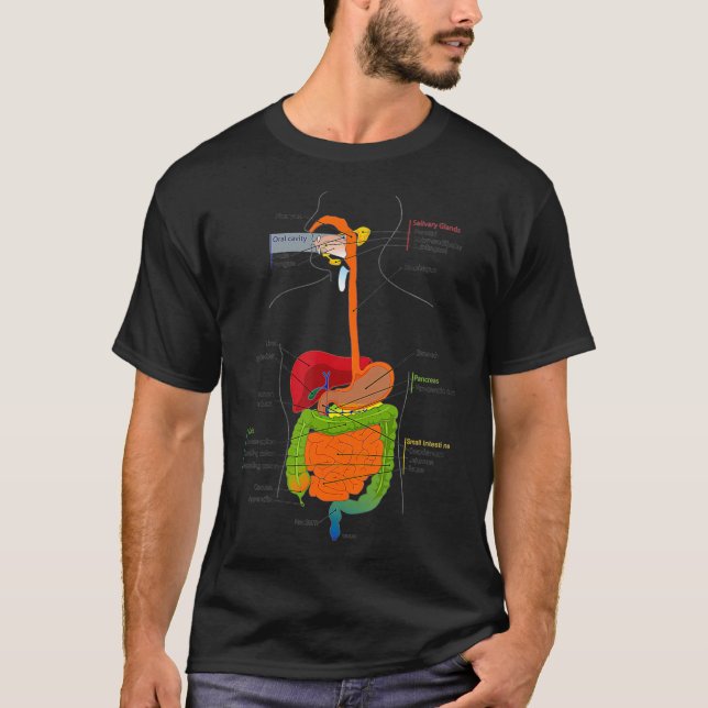 Human Body Digestive System Gastrointestinal Tract T Shirt (Framsida)