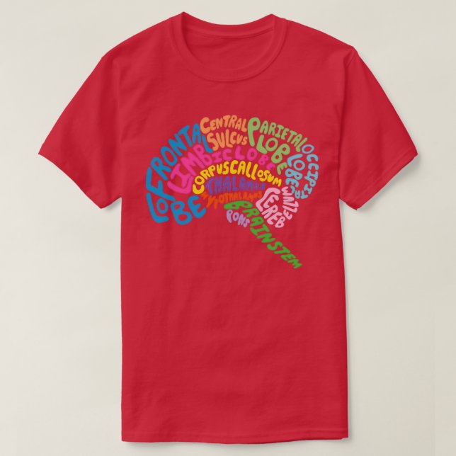 Human Brain Anatomy using Typography  T Shirt (Design framsida)