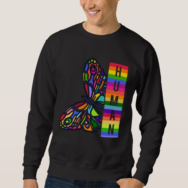 Human Butterfly LGBT Lång Ärmad Tröja (Framsida)