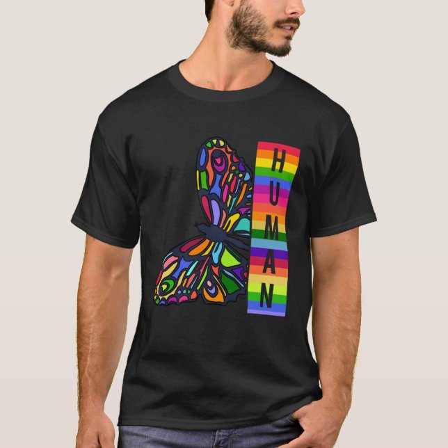 Human Butterfly LGBT T Shirt (Framsida)