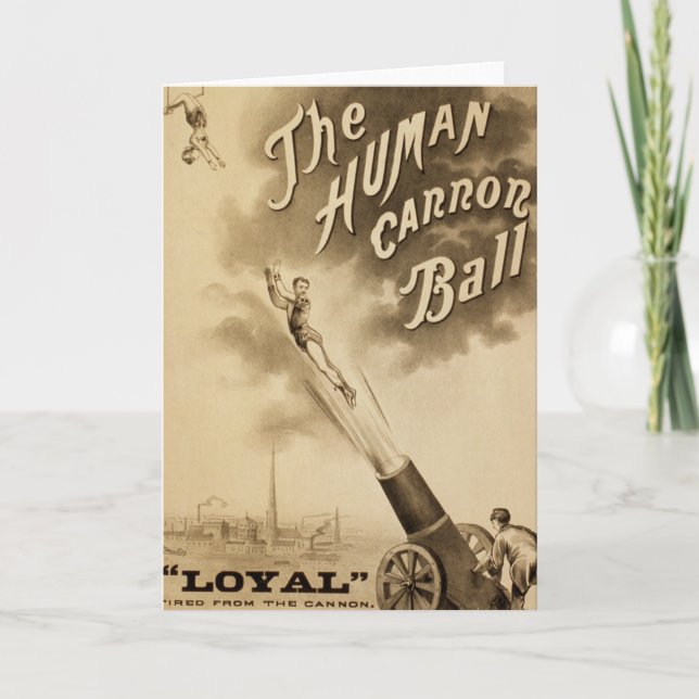 Human Cannon Boll, Vintage Circus Poster Kort (Framsida)