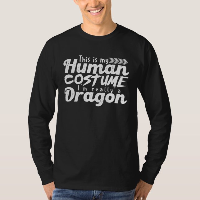 Human Costume Dragon Fire Breathing Beast Wings T Shirt (Framsida)