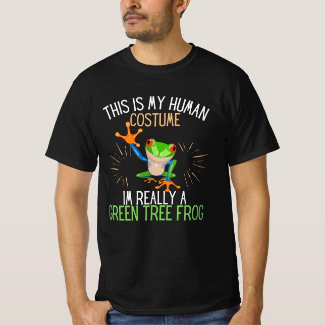Human Costume Verkligen A Grönt Träd Frog T Shirt (Framsida)