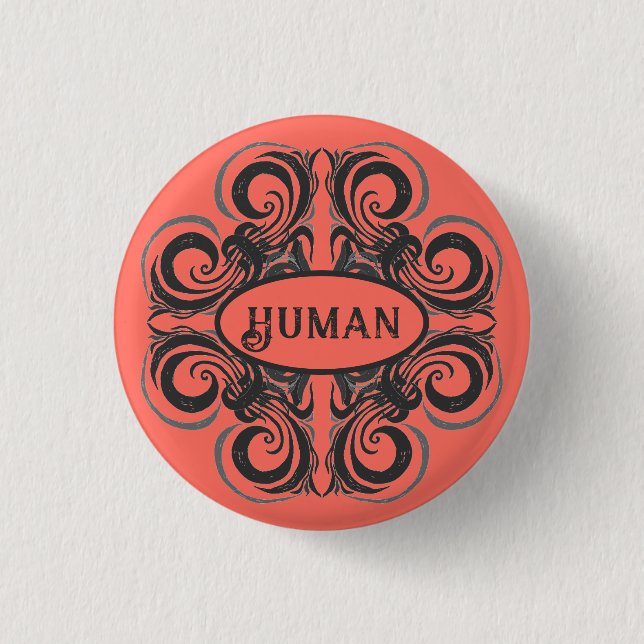 Human Curvy Graphite & Coral Retro Knapp (Framsida)