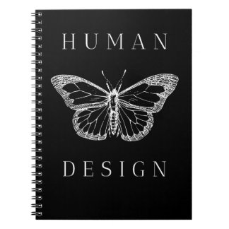 human design black with butterfly anteckningsbok
