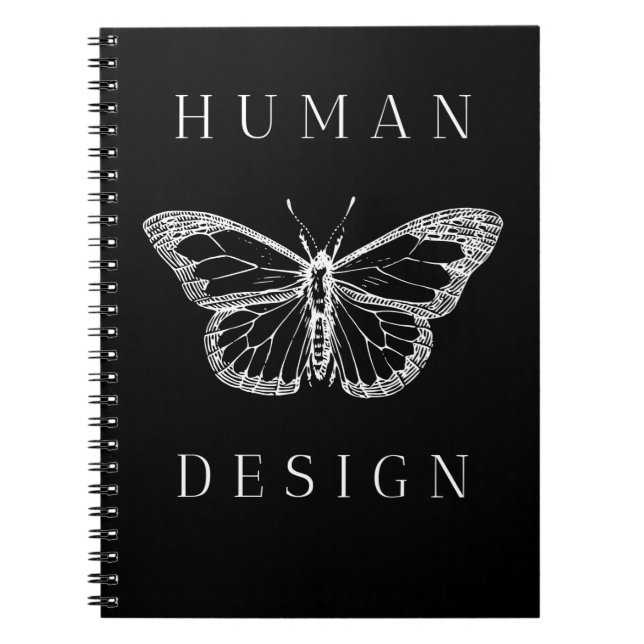 human design black with butterfly anteckningsbok (Framsidan)