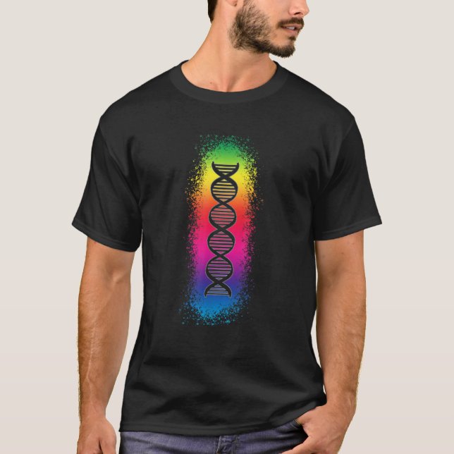 Human DNA Strand Rainbow Colorful T Shirt (Framsida)