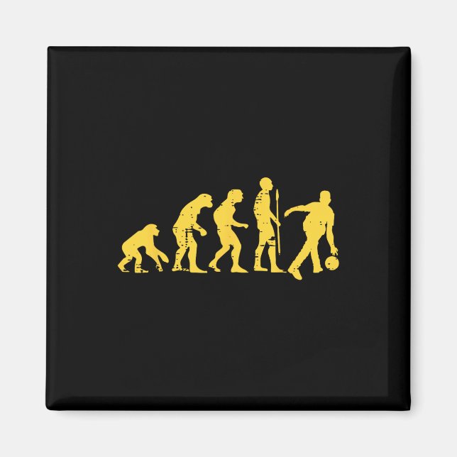Human Evolution Bowling Funny Bowlareare Manar Kvi Magnet (Framsidan)
