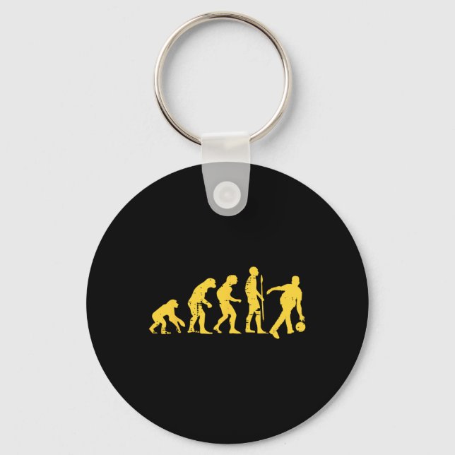 Human Evolution Bowling Funny Bowlareare Manar Kvi Nyckelring (Framsida)