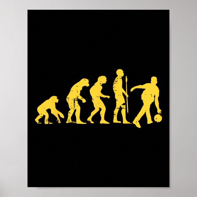 Human Evolution Bowling Funny Bowlareare Manar Kvi Poster (Framsidan)