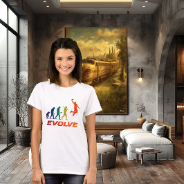 Human Evolution Into Modern Basket Silhouette T Shirt