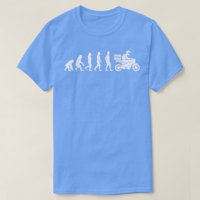 Human Evolution Pizza Delivery Guy Eating Pizza it T Shirt (Design framsida)