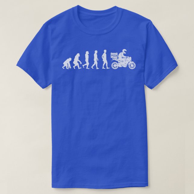 Human Evolution Pizza Delivery Guy Eating Pizza it T Shirt (Design framsida)